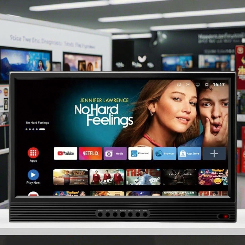 20 Inch Smart Portable TV | Android 14, Solar-Ready & 3.5H Battery for Camping