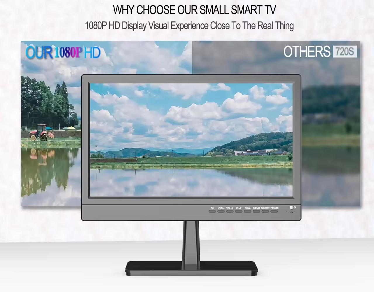 2024 Portable TV with a 14-inch smart screen, HD Android Tablet functionality, free app downloads, built-in antenna and ATSC tuner, ideal for kitchen, bedroom, and RV camping