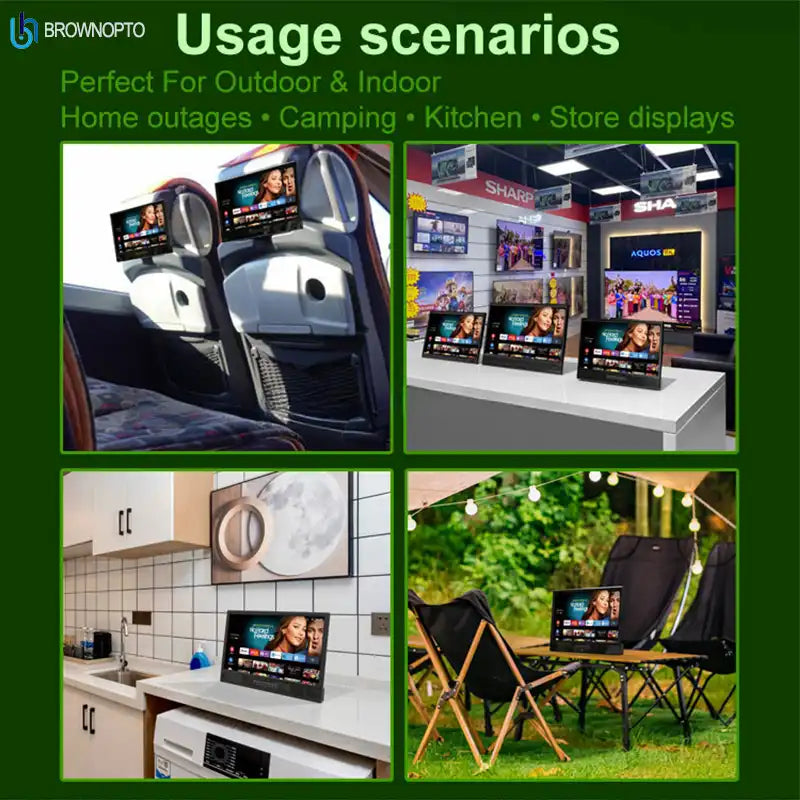 14 Inch HD Portable TV | 5000mAh Battery, Screen Casting & Bluetooth