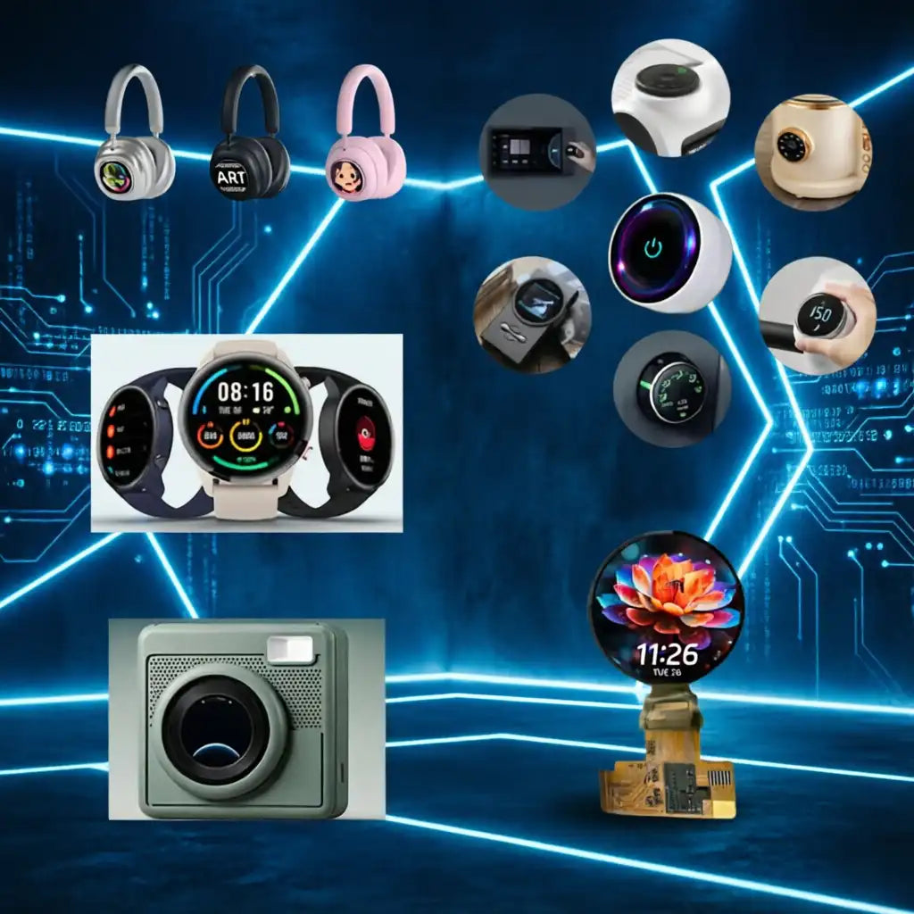 Custom round OLED display modules for smartwatches, headphones, and smart home devices