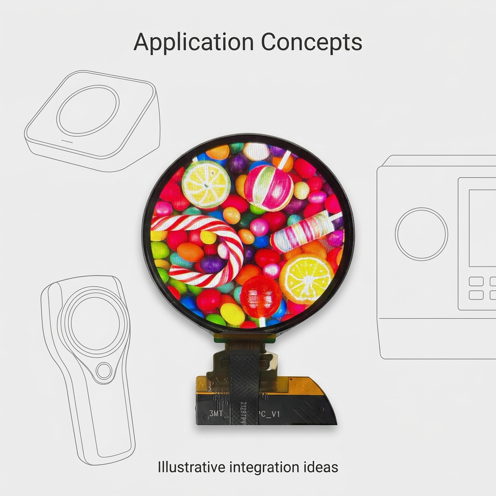 Round OLED display illustrative application concepts