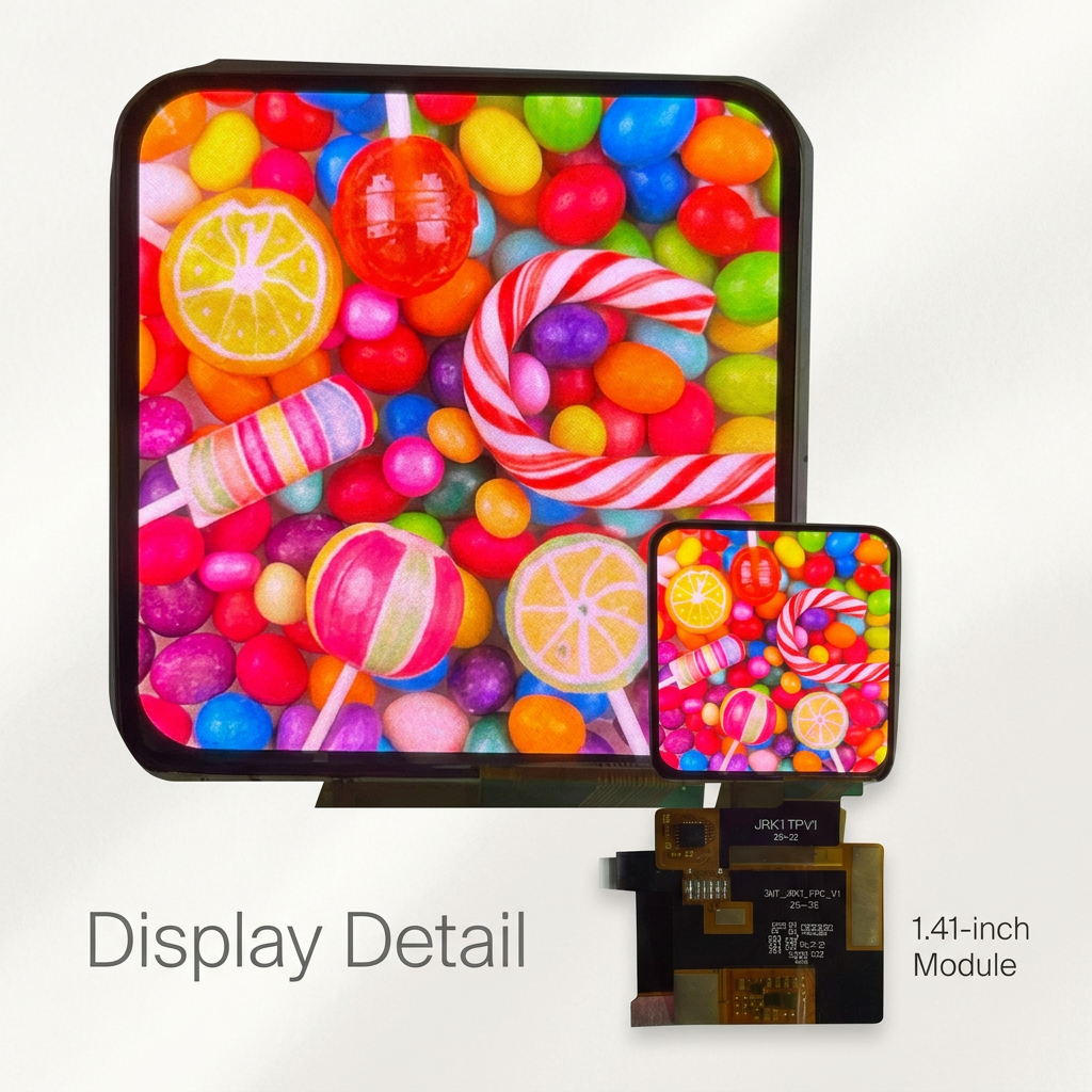 1.41-inch rounded rectangular AMOLED screen detail