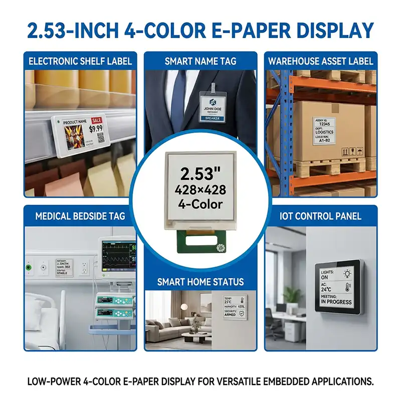 2.53 Inch 4-Color E-Paper Display with Bluetooth & NFC Driver Board