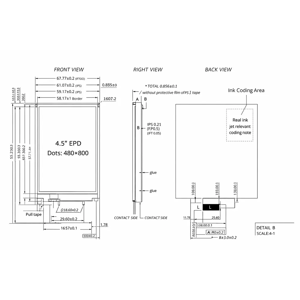 4.5 Inch Color E-Paper Display 480×800 SPI EPD Module