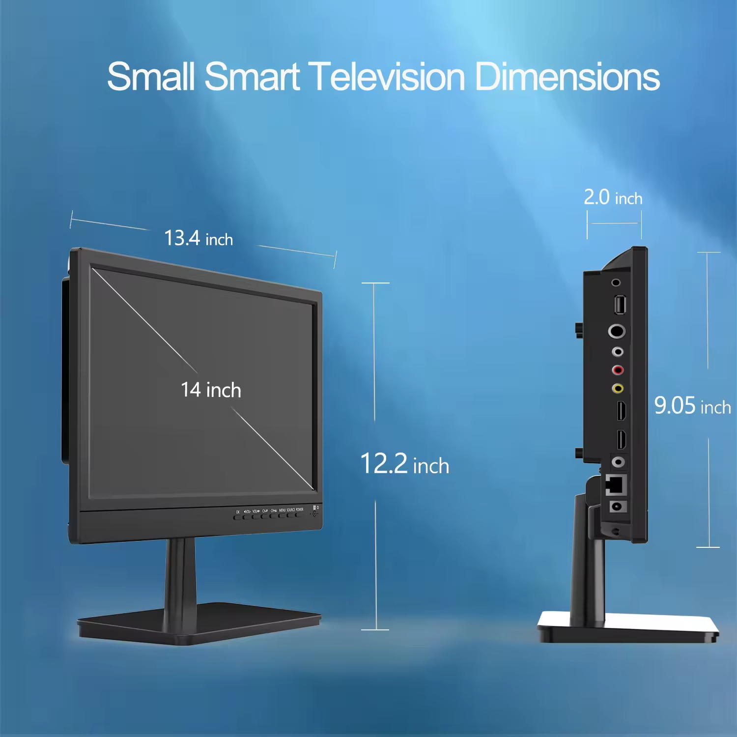 2024 Tragbarer Fernseher mit 14-Zoll-Smart-Bildschirm, HD-Android-Tablet-Funktionalität, kostenlosen App-Downloads, integrierter Antenne und ATSC-Tuner, ideal für Küche, Schlafzimmer und Wohnmobil-Camping