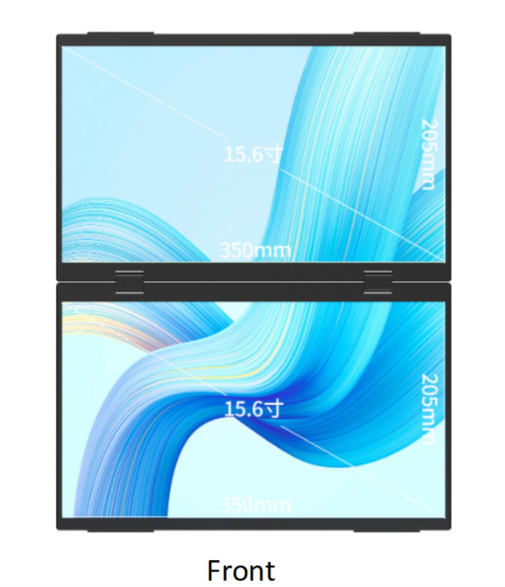 15.6" 1080P Foldable Dual-Screen Monitor with 360° Rotation & Extender for Laptop, PC, and Mac with VESA Mount