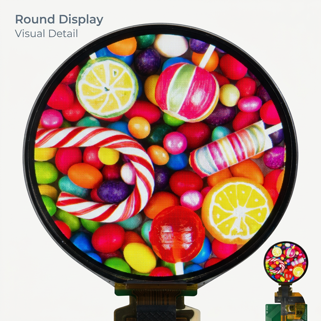 Round OLED display screen visual detail