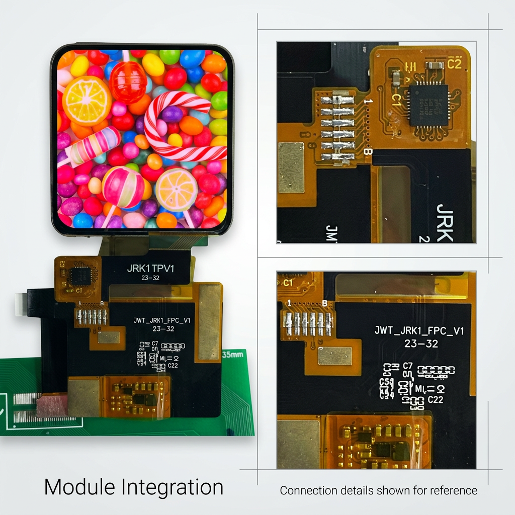 1.41-inch AMOLED module flex and connection details