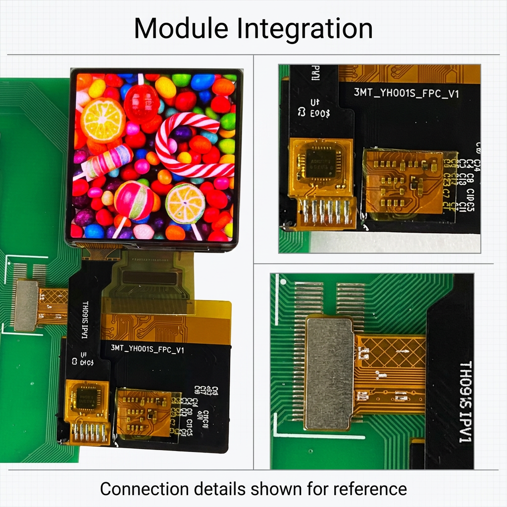 1.6-inch AMOLED module flex and connection details