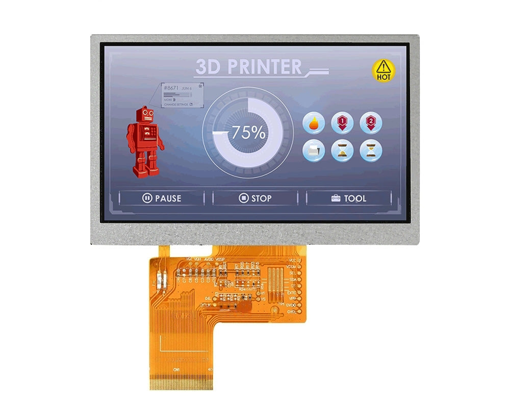 4,3 Zoll IPS 480x272px TFT ohne Touchscreen